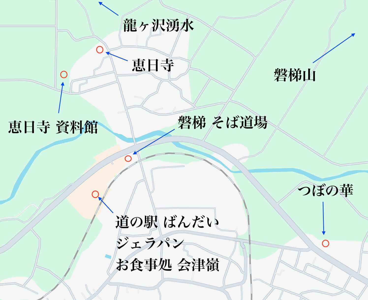 磐梯 そば道場「磐梯明神亭」周辺地図